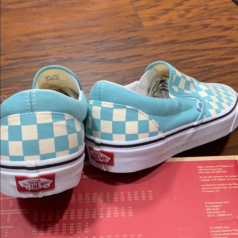 VANS CLASSIC SLIP-ON CHECKERBOARD Aqua Haze men’s - Picture 6 of 16